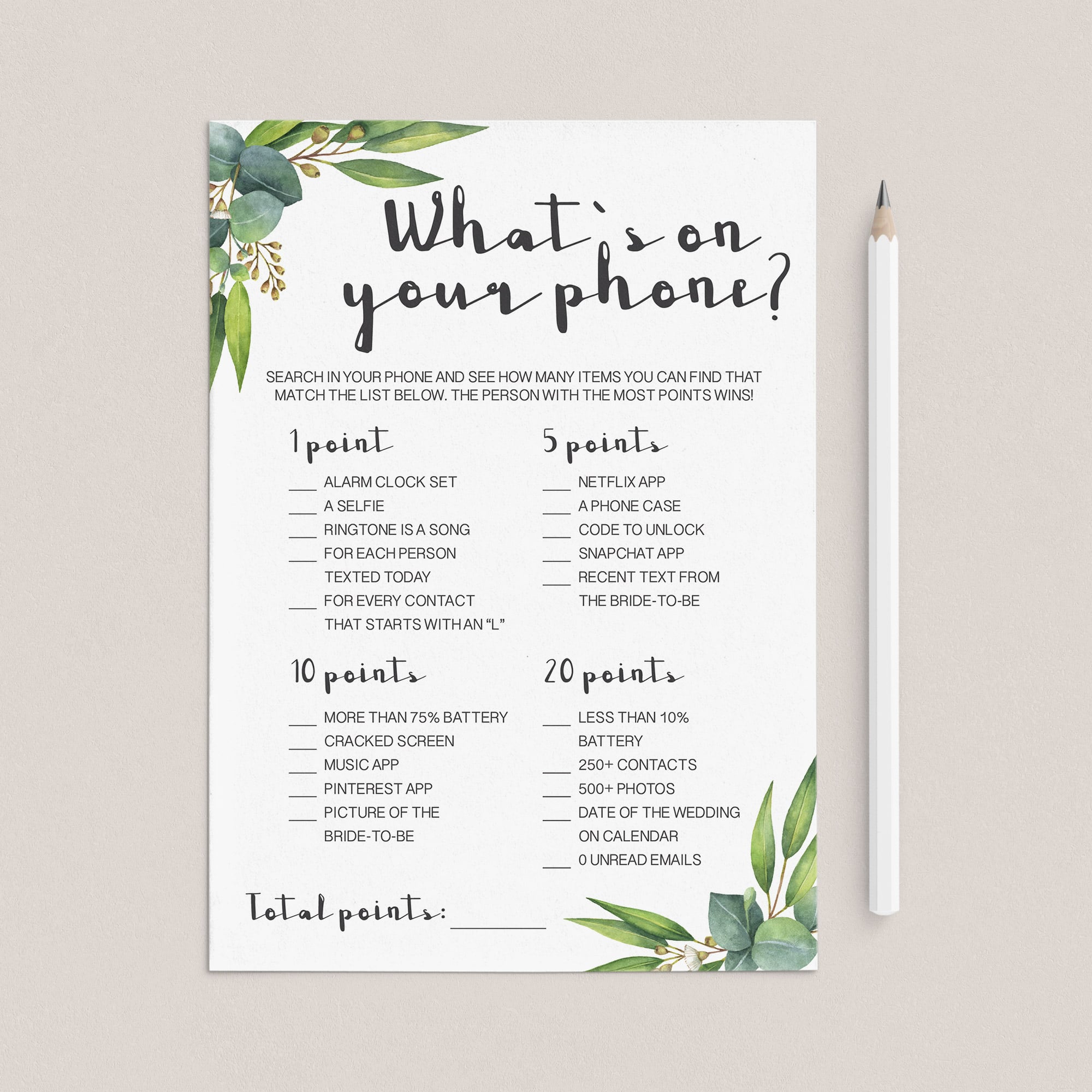 Greenery bridal shower games by LittleSizzle