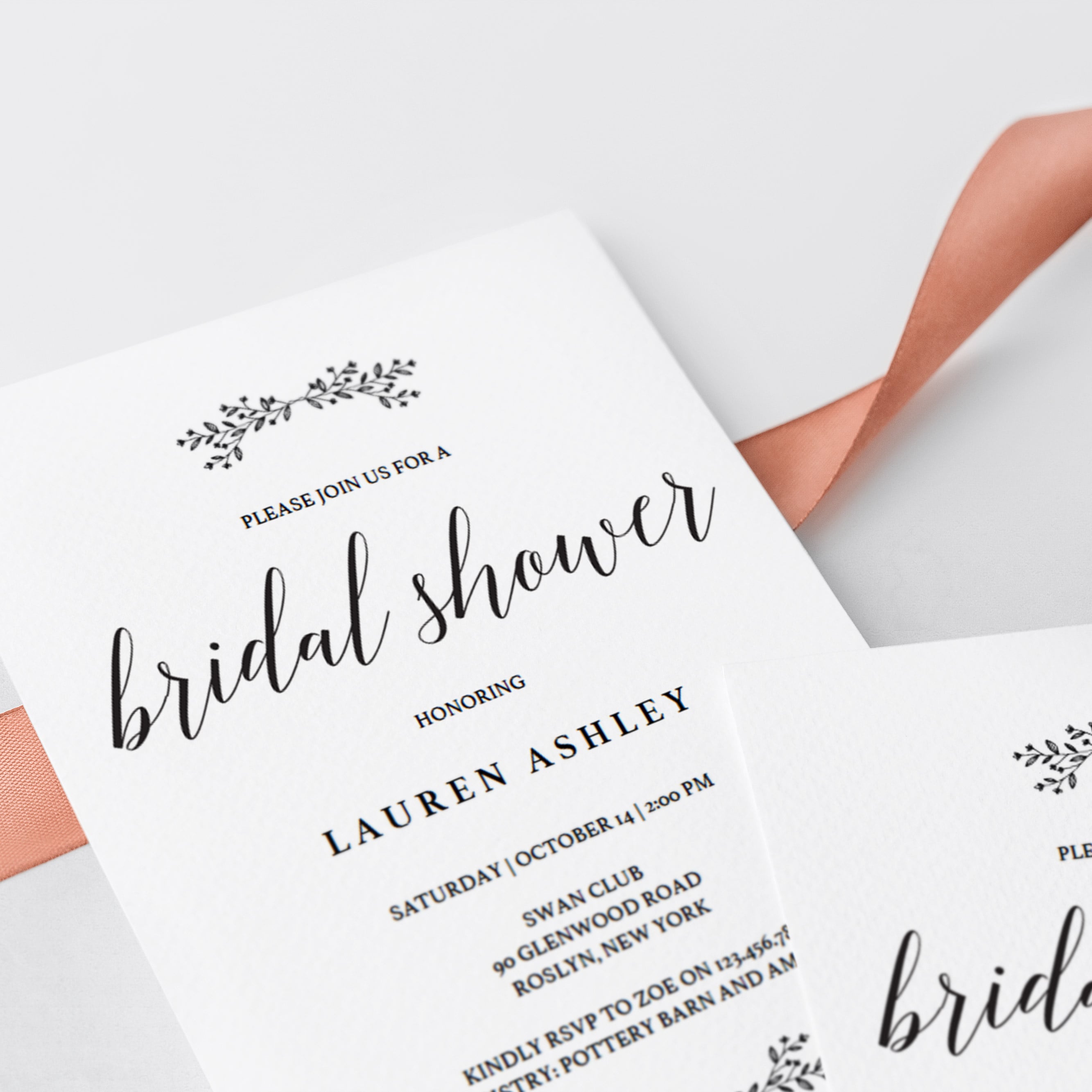 Rustic bridal shower invite calligraphy by LittleSizzle
