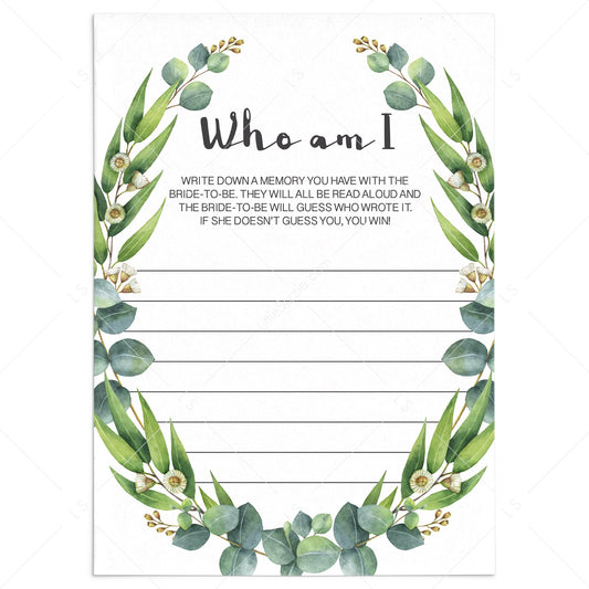 Greenery Wreath Bridal Shower Memory Game Printable by LittleSizzle