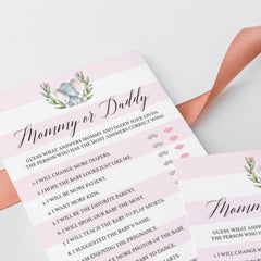 Elephant baby shower guess who mommy or daddy game template by LittleSizzle