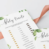 Greenery baby shower games download PDF by LittleSizzle