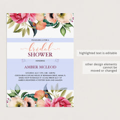 Boho Chic Bridal Shower Invitation PDF Template