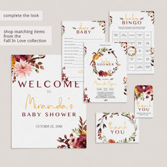 Wishes for Baby Cards Printable Burgundy Floral