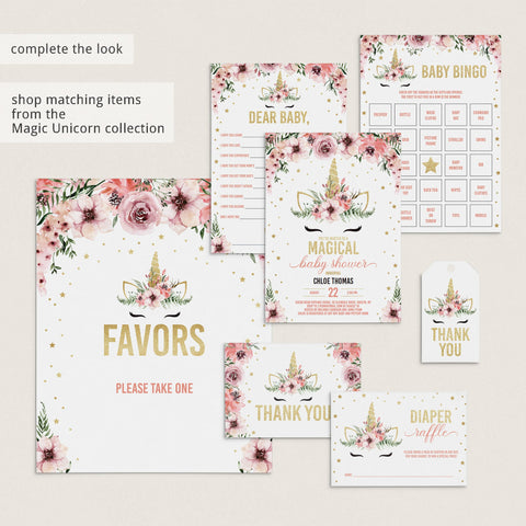 Unicorn Baby Shower games bundle printable | Instant download ...