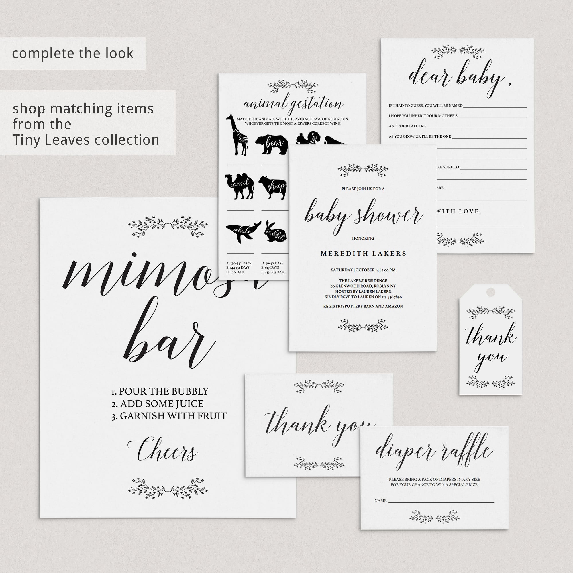 Minimal baby shower stationery collection by LittleSizzle