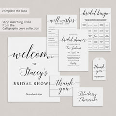 Bridal Bingo Cards Prefilled and Blank with Calligraphy Font