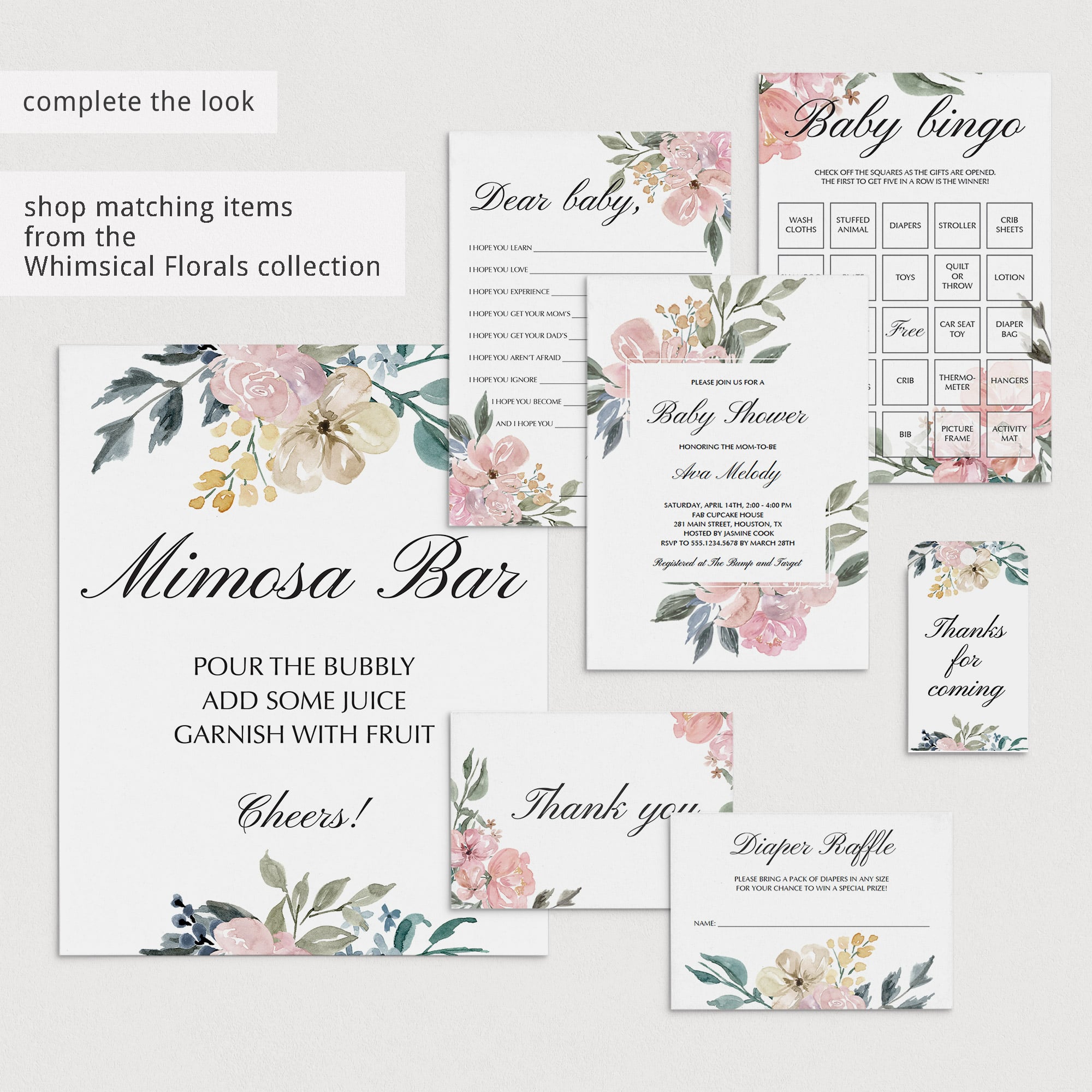 Printable floral baby shower decorations by LittleSizzle