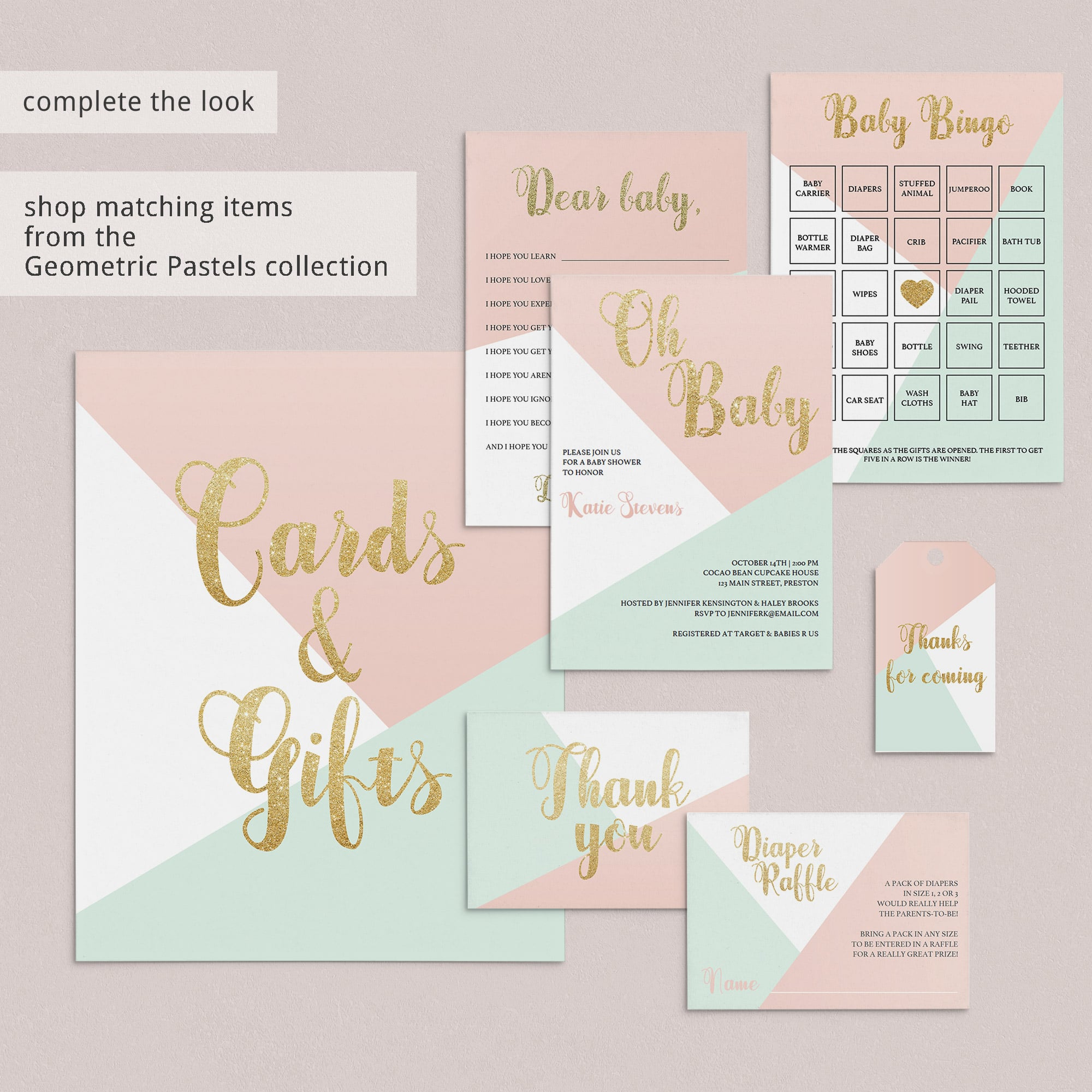 Pink mint and gold baby shower ideas by LittleSizzle
