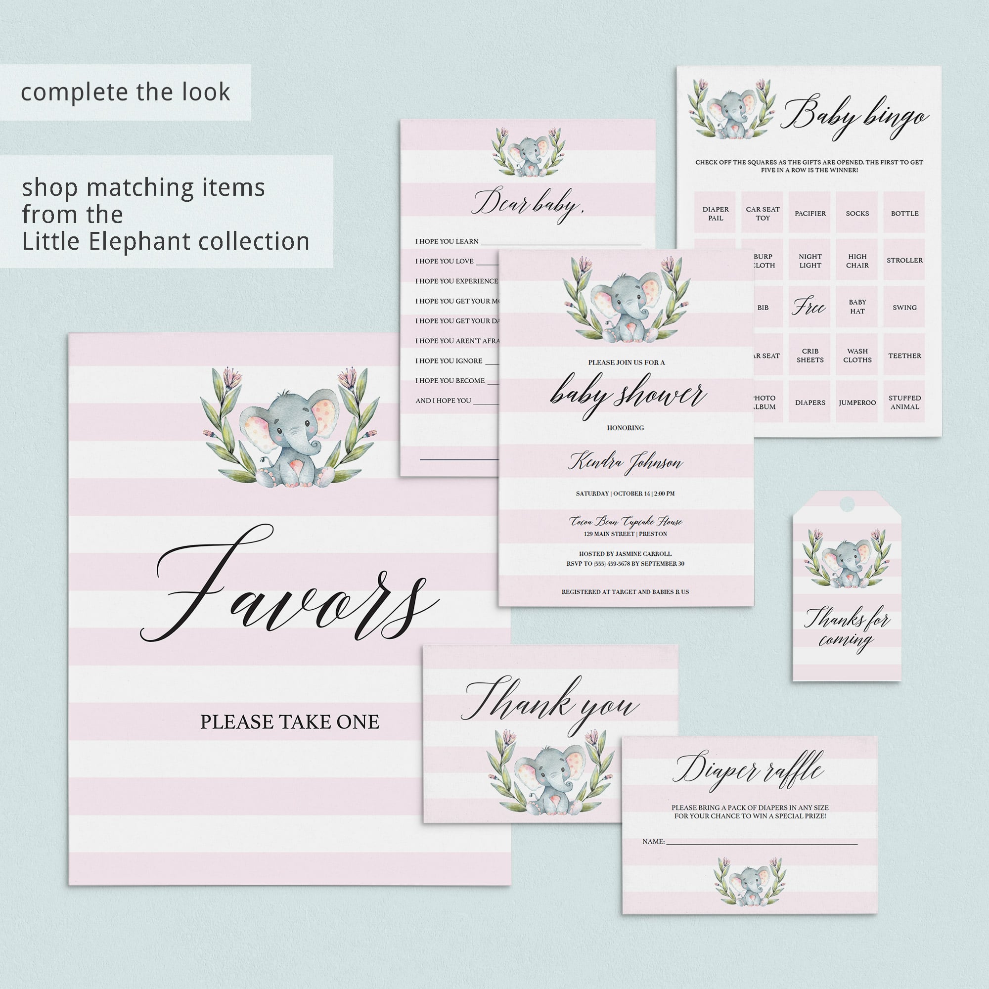 White and pink baby shower printables by LittleSizzle