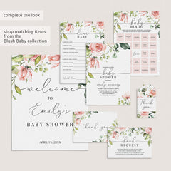 Blush Floral and Greenery Baby Shower Games Bundle
