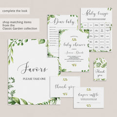 Baby shower templates green leaves instant download by LittleSizzle