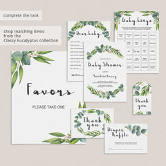 Watercolor leaves baby shower decorations printable download by LittleSizzle