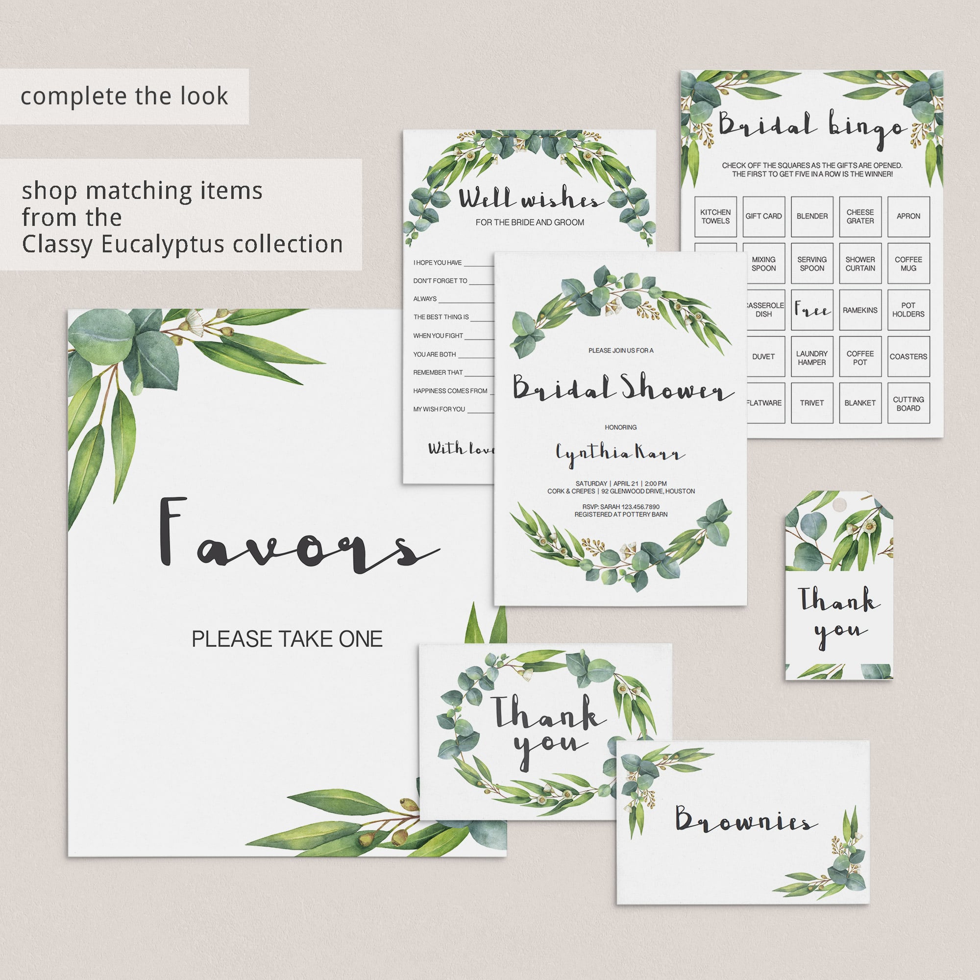 Cheap party printables greenery theme by LittleSizzle