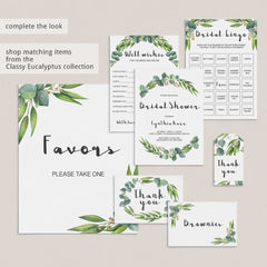 watercolor green leaf bridal shower activity package