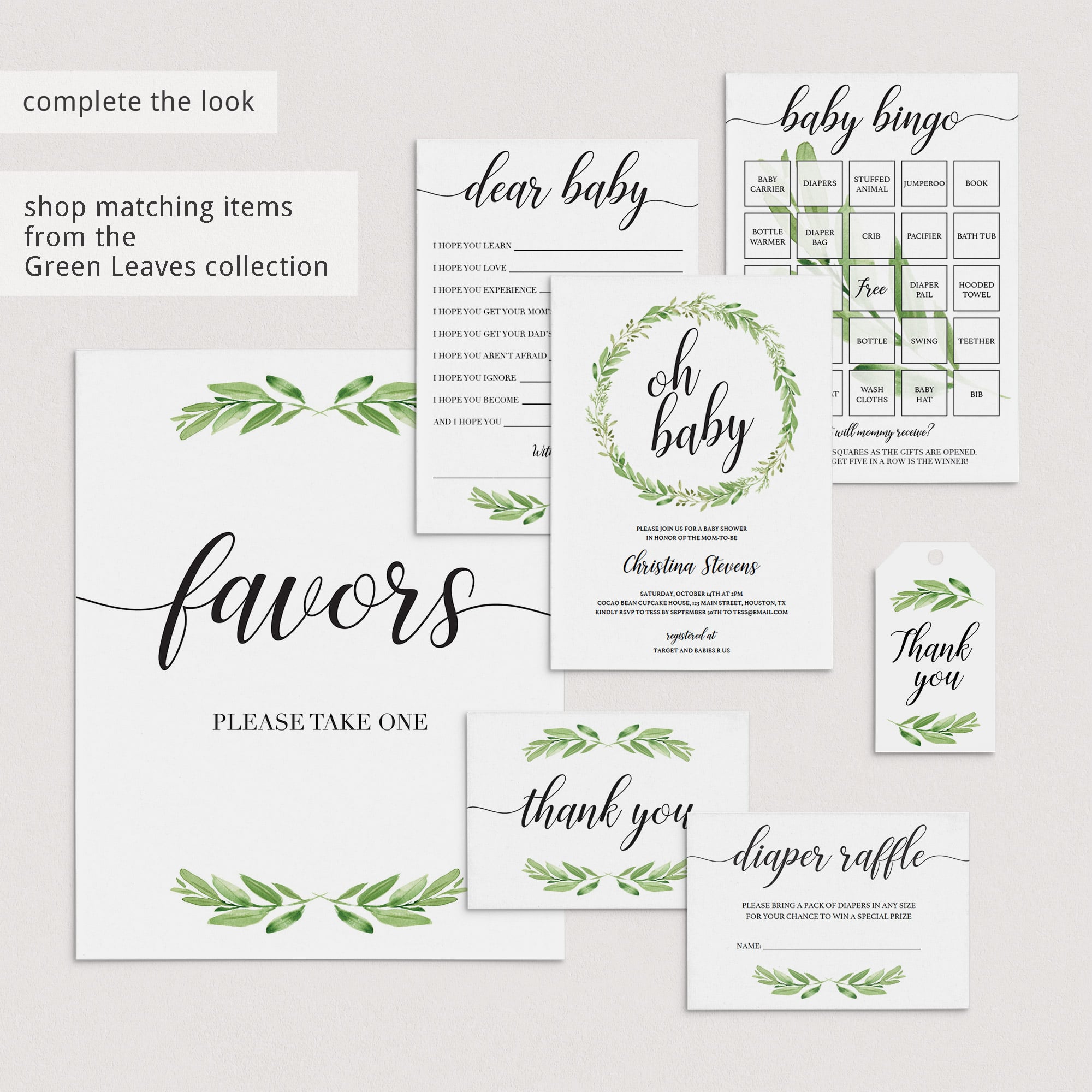 Green baby shower printables by LittleSizzle