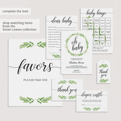 Classy green baby shower game package printable by LittleSizzle