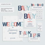 Modern Blue Baby Shower Baby Bingo Printable