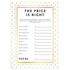 Guess the price baby shower games printable by LittleSizzle