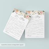 Coral Bridal Shower Mad Libs Love Story Printables