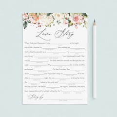 floral love story mad libs bridal shower games