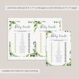 Greenery Themed Baby Shower Games Pack of 4