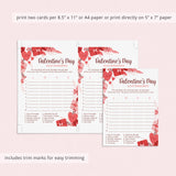 Valentine's Day Game for Couples Printable