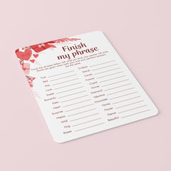Finish My Phrase Game for Couples Printable