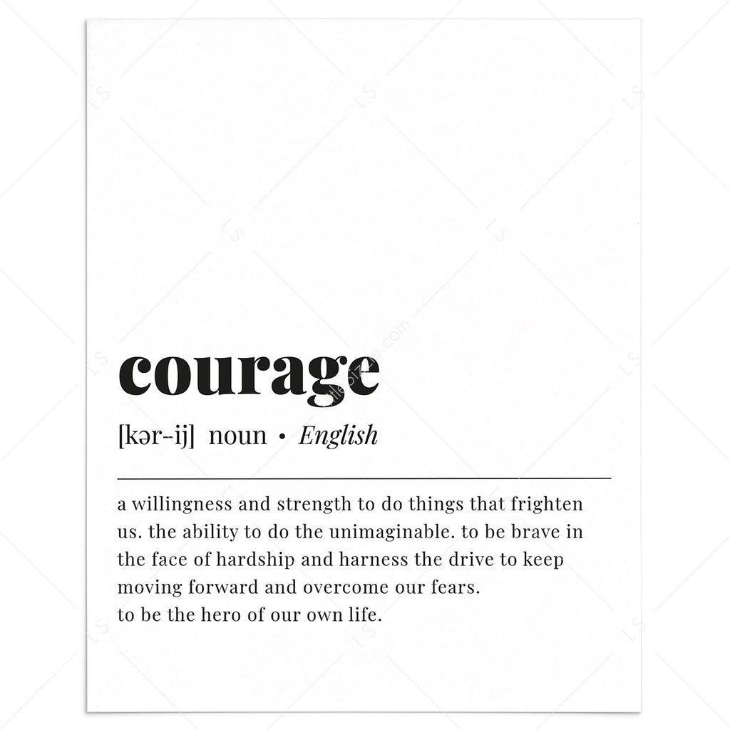 Courage Definition Print, Motivational Wall Art