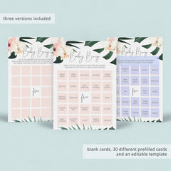 Floral Baby Bingo Cards Printable | Blank cards, prefilled cards and a ...
