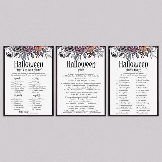 Black and Purple Floral Halloween Game Bundle for Ladies by LittleSizzle
