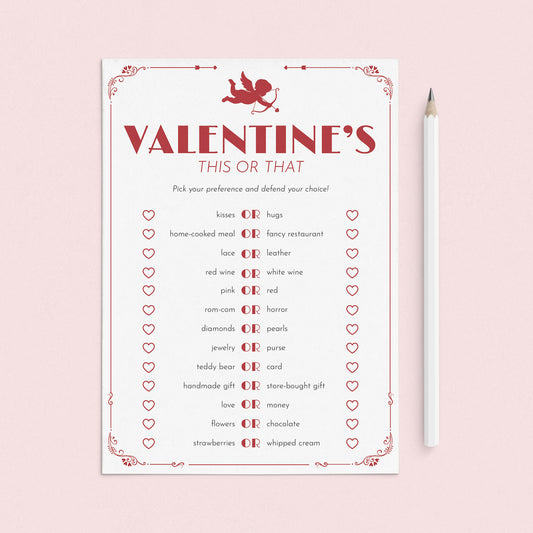 Vintage Cupid Valentine's Printable This or That Game by LittleSizzle