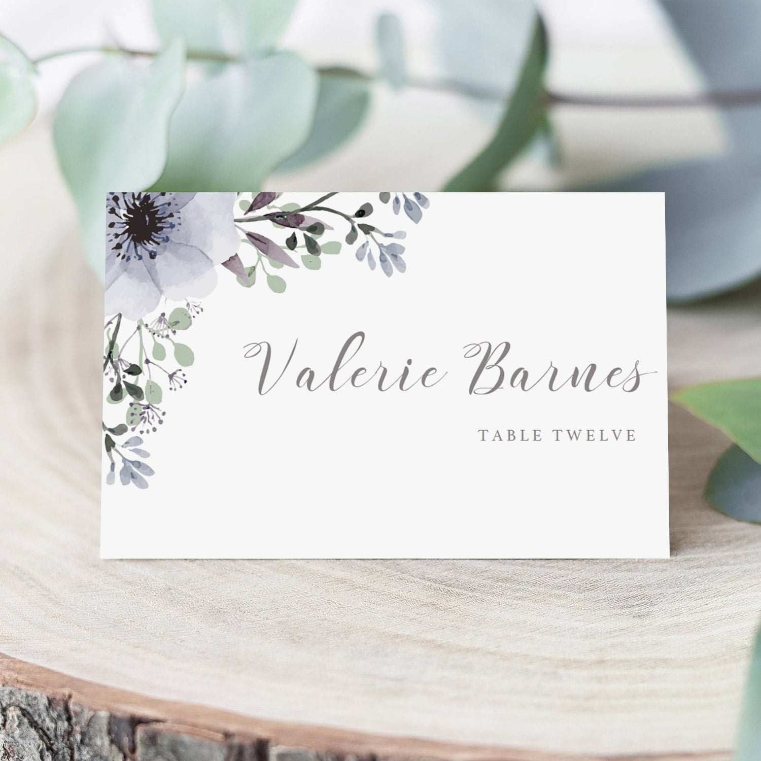 Floral name cards template purple by LittleSizzle