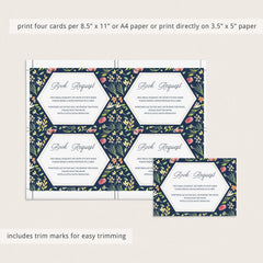 Editable baby library cards with navy pink and green flowers by LittleSizzle