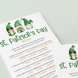 St Patrick's Day Trivia Quiz with Answer Key Printable