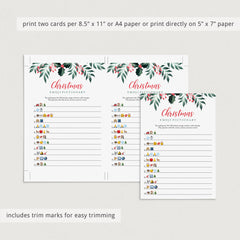 Greenery Christmas Emojis Game Printable