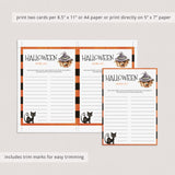 Halloween Words List Game Printable