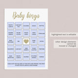 Editable baby bingo template for baby shower by LittleSizzle