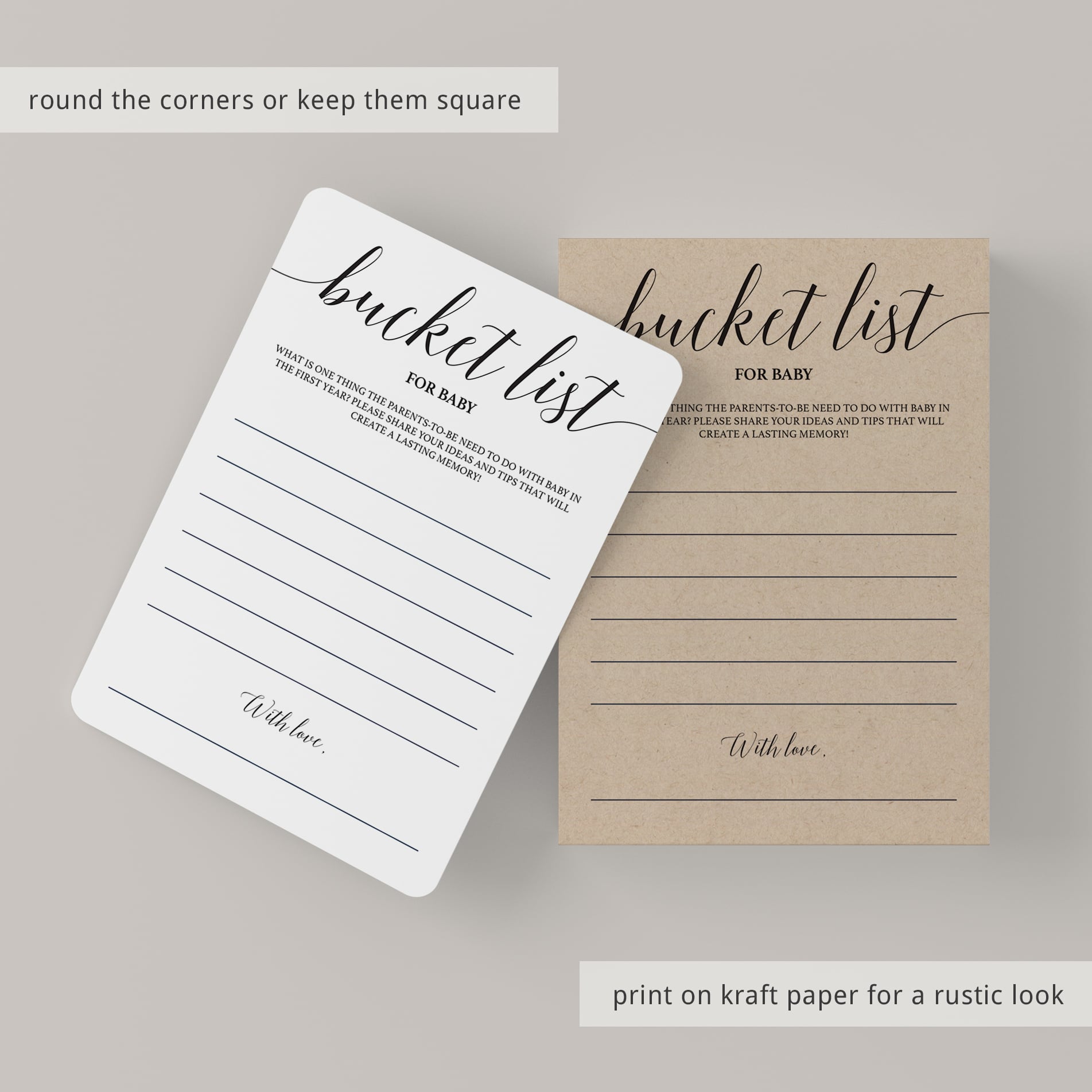 Kraft paper bucket list cards by LittleSizzle
