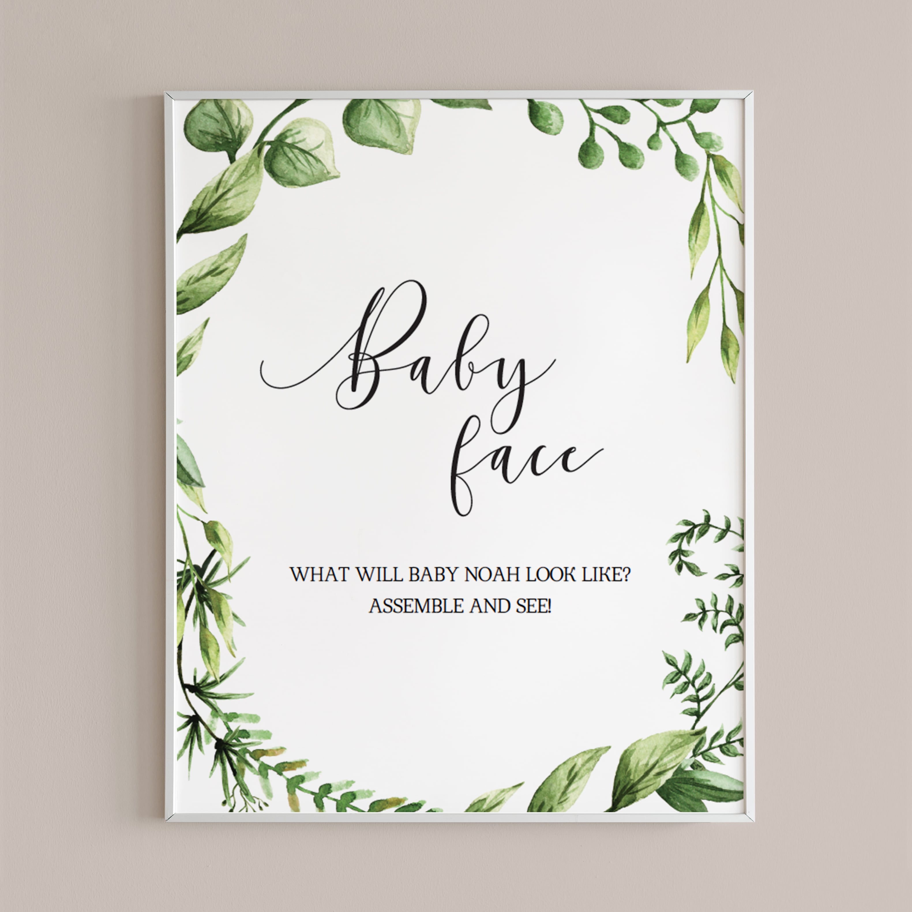 Watercolor leaves baby shower games printable table signs by LittleSizzle