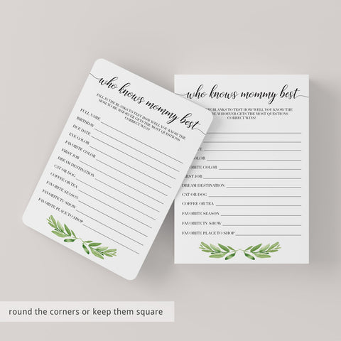 Greenery baby shower games | Gender neutral | Instant download ...