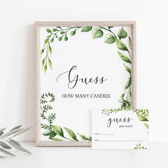 Green wreath baby shower games download sign and cards by LittleSizzle