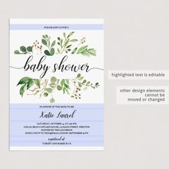 Greenery baby shower invitation instant download by LittleSizzle