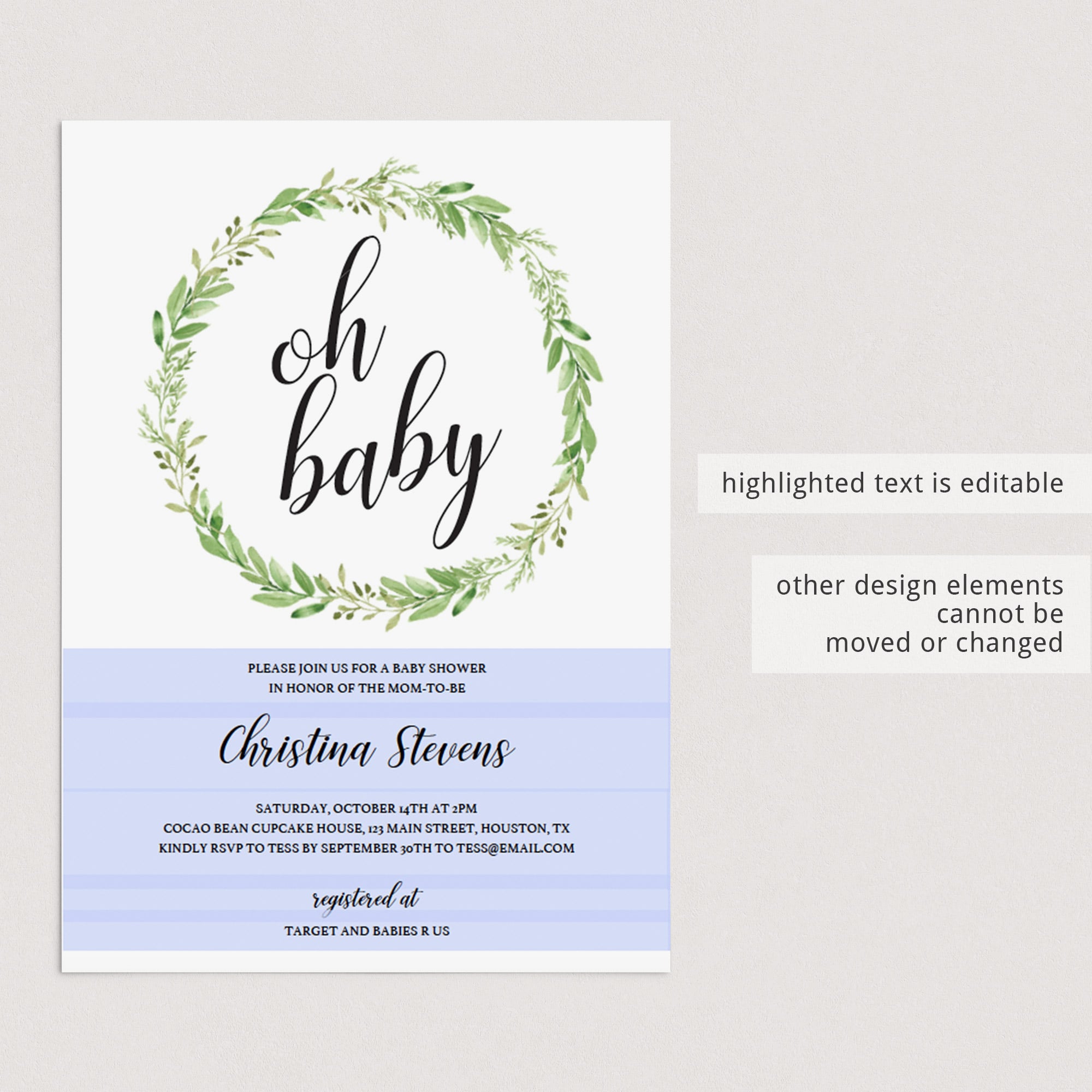 Baby shower invite template for gender neutral baby shower by LittleSizzle