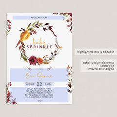 Fall flowers baby sprinkle invitations digital download by LittleSizzle