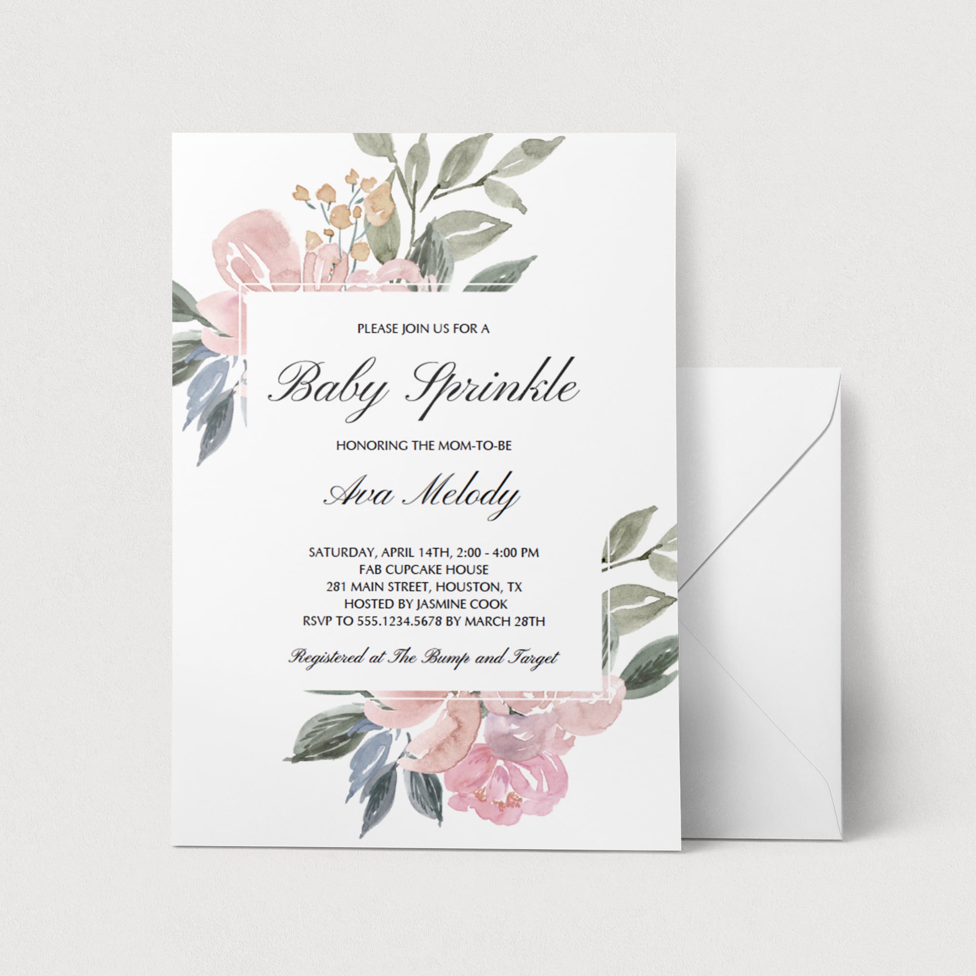 Pink Floral Baby Sprinkle Invitation Template by LittleSizzle