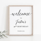 Calligraphy Birthday Welcome Sign Editable Template