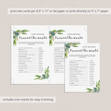 Botanical Birthday Party Game For Adults Printable