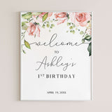 Blush Floral Birthday Welcome Sign Template