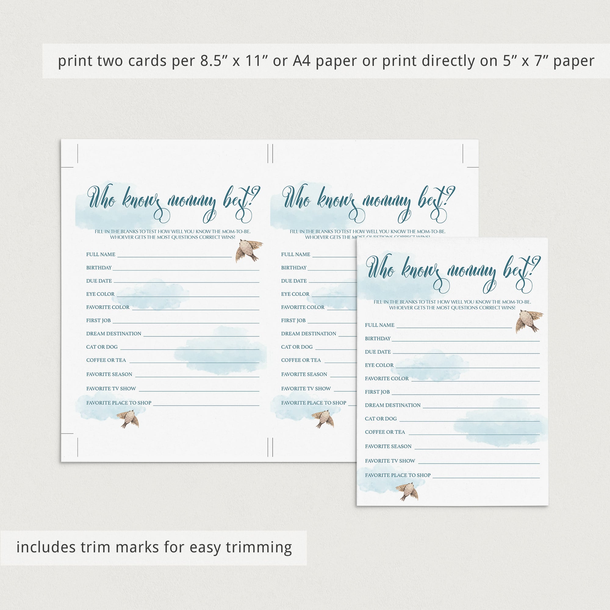 Mommy best game for hot air balloon baby shower printable by LittleSizzle