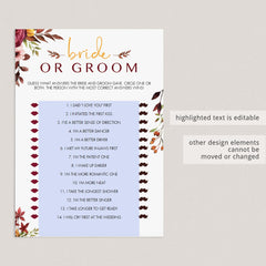 Watercolor floral bridal shower game templates by LittleSizzle